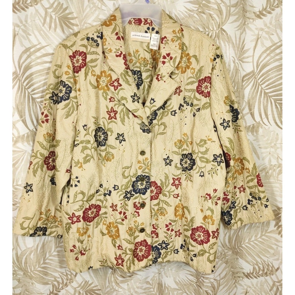 Alfred Dunner Floral Embroidered Blazer Plus Size 20W Button Front Long Sleeves